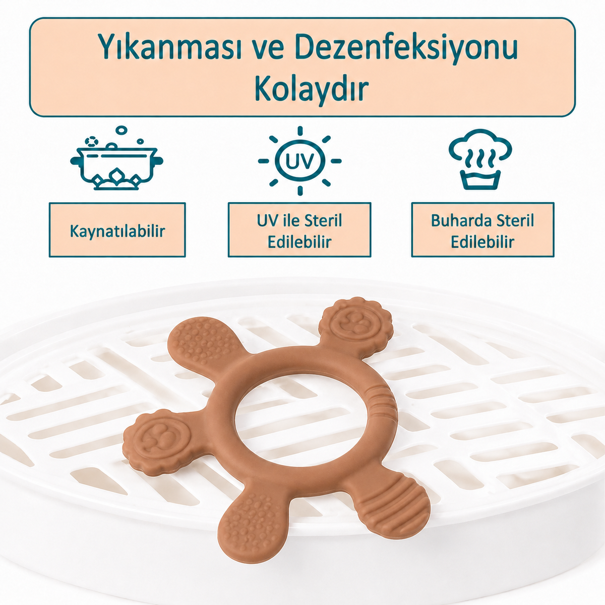 Bebek Diş Kaşıyıcı - Ahşap Halkalı Silikon