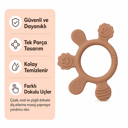 Bebek Diş Kaşıyıcı - Ahşap Halkalı Silikon