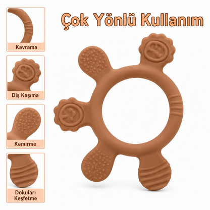 Bebek Diş Kaşıyıcı - Ahşap Halkalı Silikon