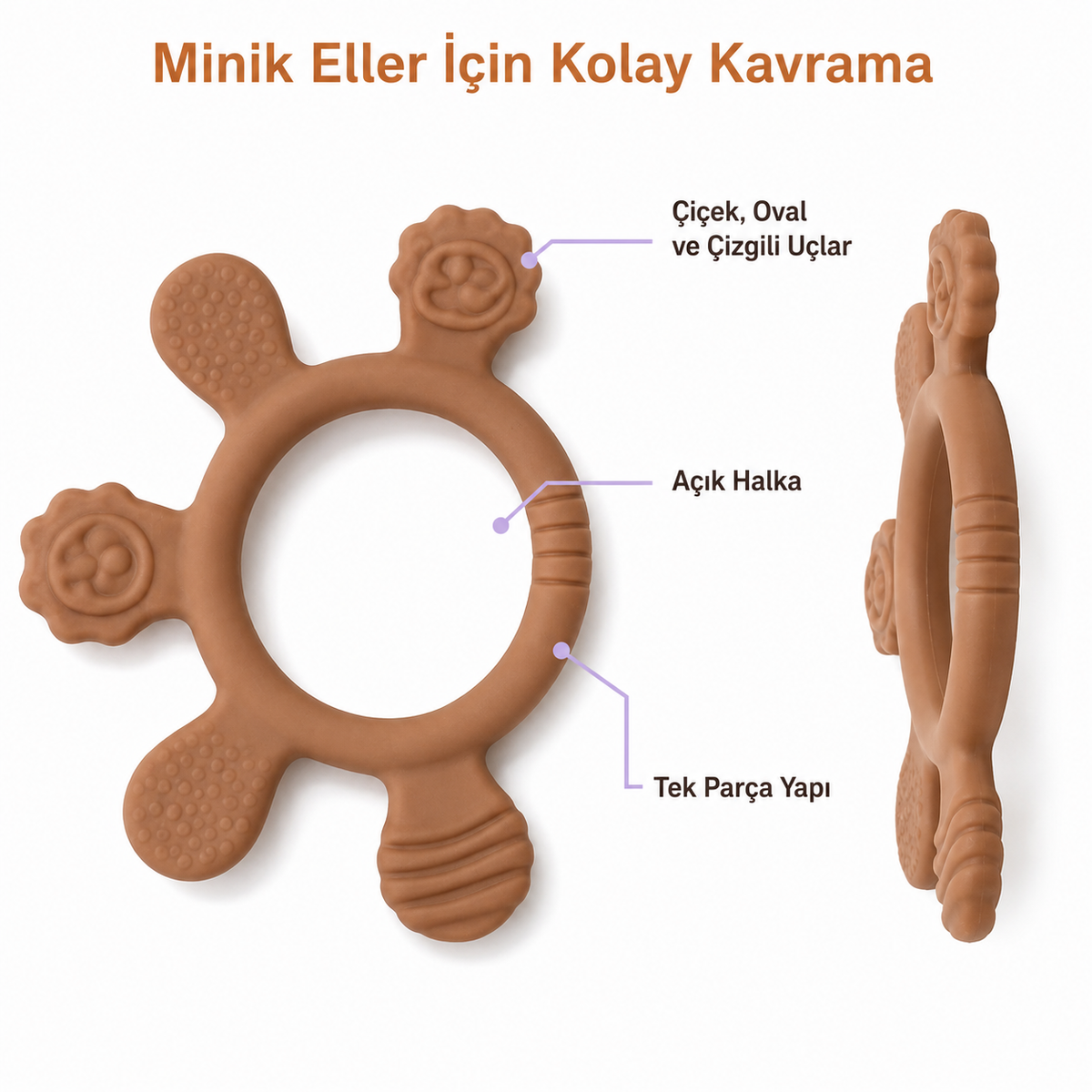 Bebek Diş Kaşıyıcı - Ahşap Halkalı Silikon